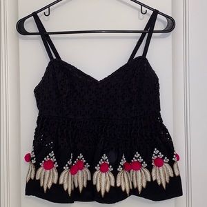 Leifsdottir black eyelet tank